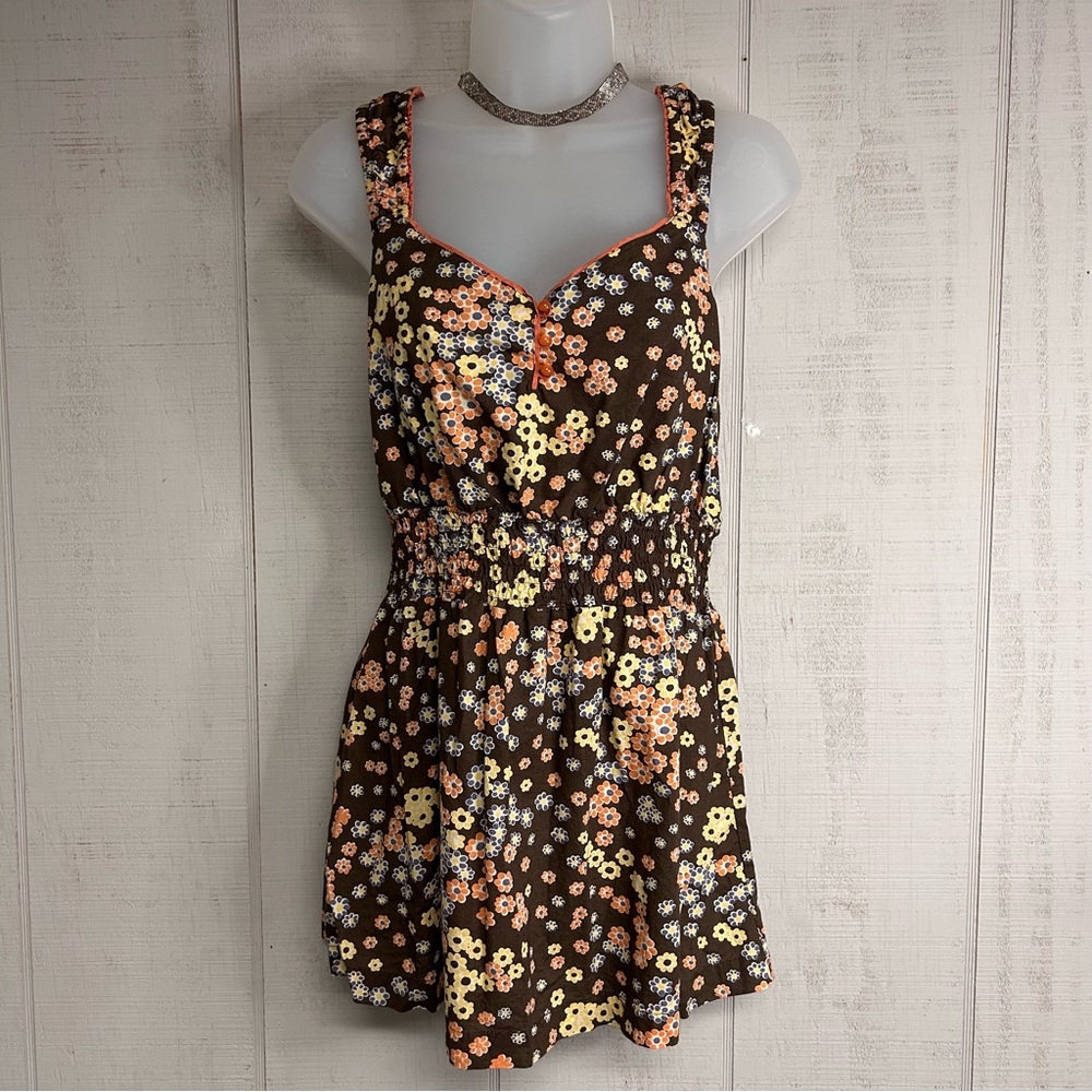 Vintage Womens Y2K Babydoll Top XL Sleeveless Smocked Cotton Fairy Cottage